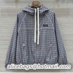 Famous Brand Miu Miu Check Jacket 0515 Blue/Brown 2025
