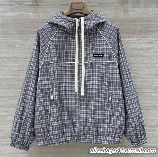 Famous Brand Miu Miu Check Jacket 0515 Blue/Brown 2025