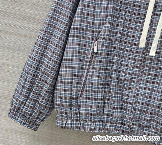 Famous Brand Miu Miu Check Jacket 0515 Blue/Brown 2025