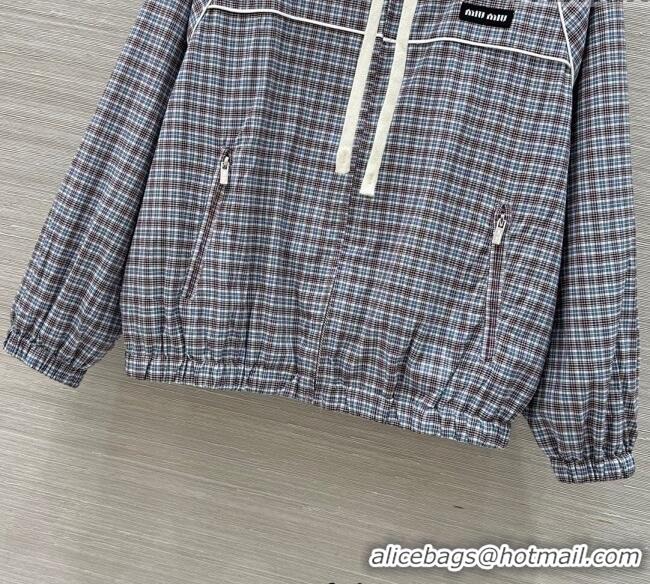 Famous Brand Miu Miu Check Jacket 0515 Blue/Brown 2025