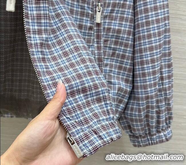 Famous Brand Miu Miu Check Jacket 0515 Blue/Brown 2025