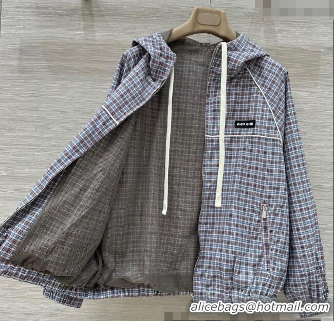 Famous Brand Miu Miu Check Jacket 0515 Blue/Brown 2025