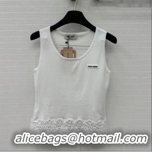 Top Quality Miu Miu Lace Patchwork Vest 0515 White 2025