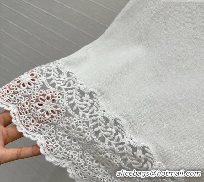 Top Quality Miu Miu Lace Patchwork Vest 0515 White 2025