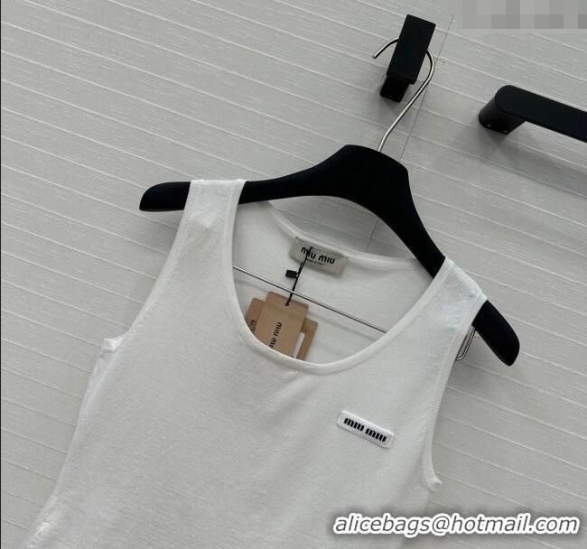 Top Quality Miu Miu Lace Patchwork Vest 0515 White 2025
