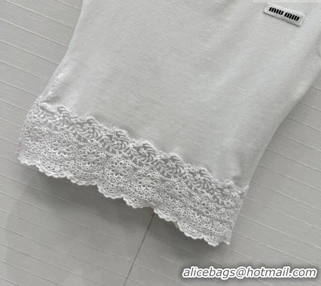 Top Quality Miu Miu Lace Patchwork Vest 0515 White 2025