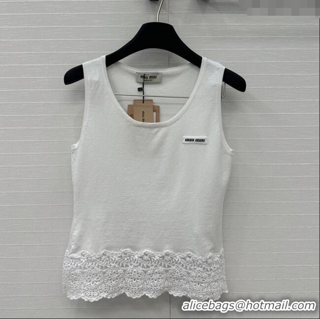 Top Quality Miu Miu Lace Patchwork Vest 0515 White 2025