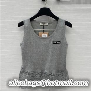 Best Promotional Miu Miu Lace Patchwork Vest 0515 Grey 2025