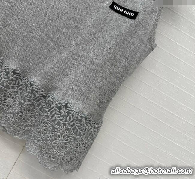 Best Promotional Miu Miu Lace Patchwork Vest 0515 Grey 2025