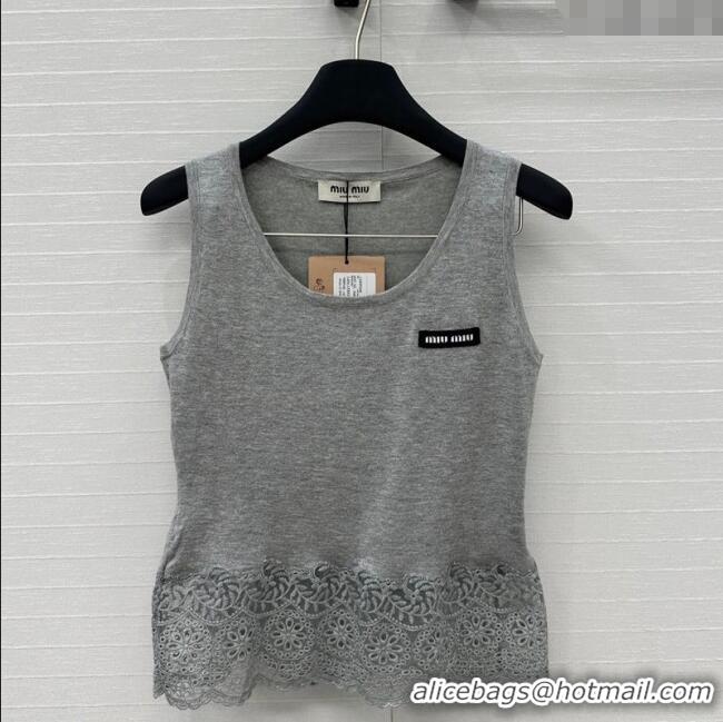 Best Promotional Miu Miu Lace Patchwork Vest 0515 Grey 2025