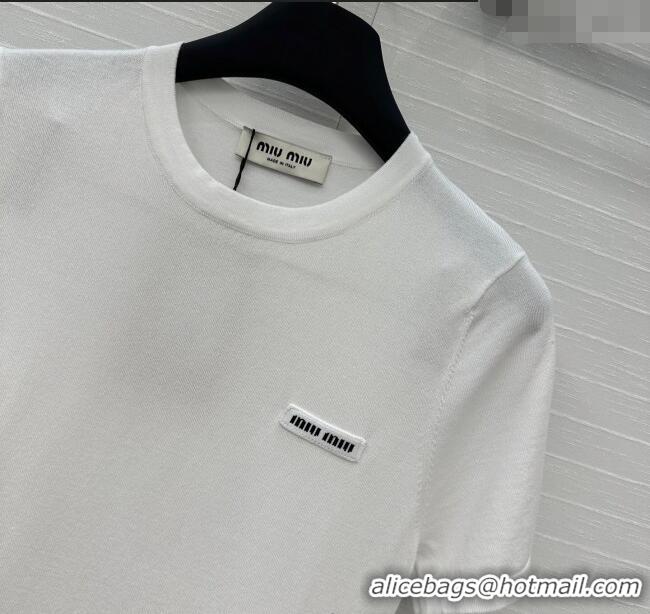 Super Quality Miu Miu Lace Patchwork T-Shirt Dress 0515 White 2025