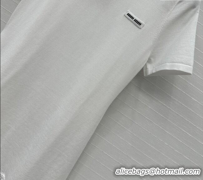 Super Quality Miu Miu Lace Patchwork T-Shirt Dress 0515 White 2025