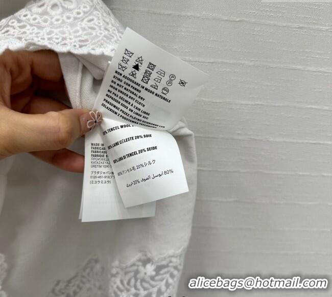 Super Quality Miu Miu Lace Patchwork T-Shirt Dress 0515 White 2025