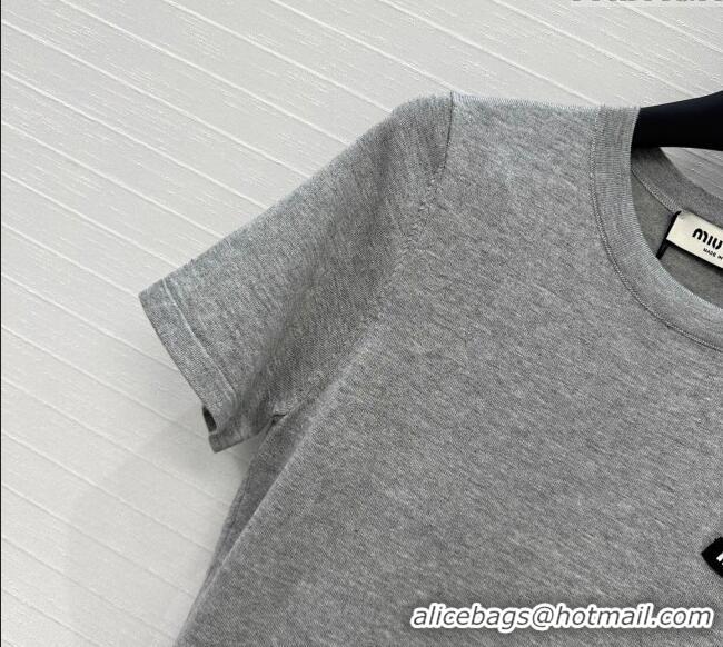 Most Popular Miu Miu Lace Patchwork T-Shirt Dress 0515 Grey 2025