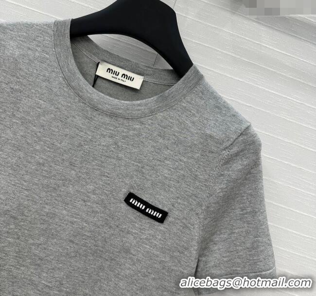 Most Popular Miu Miu Lace Patchwork T-Shirt Dress 0515 Grey 2025