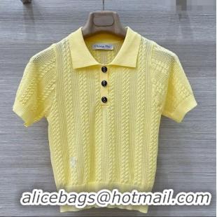 Reasonable Price Dior Knit Polo Top 0515 Yellow 2025