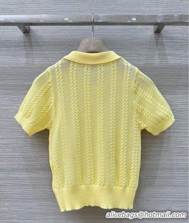 Reasonable Price Dior Knit Polo Top 0515 Yellow 2025