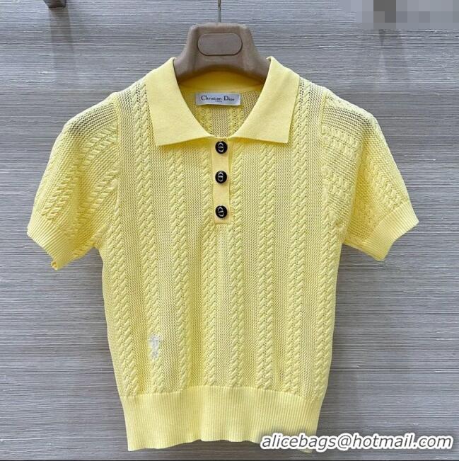 Reasonable Price Dior Knit Polo Top 0515 Yellow 2025