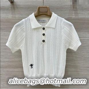 Affordable Price Dior Knit Polo Top 0515 White 2025