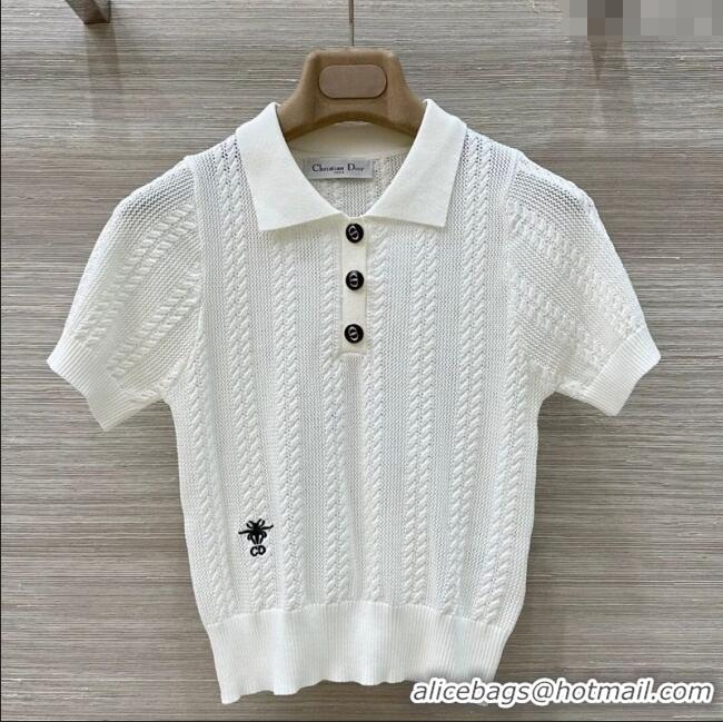Affordable Price Dior Knit Polo Top 0515 White 2025