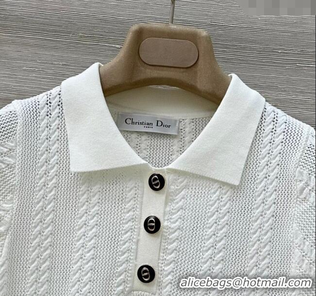 Affordable Price Dior Knit Polo Top 0515 White 2025