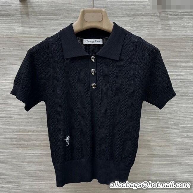 Top Grade Dior Knit Polo Top 0515 Black 2025
