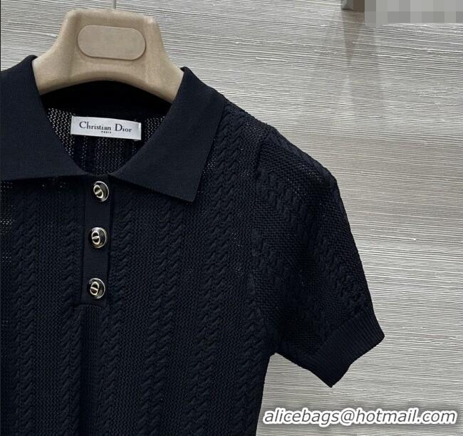 Top Grade Dior Knit Polo Top 0515 Black 2025