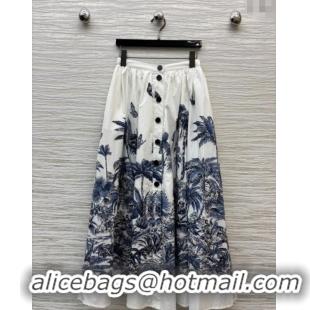Famous Brand Dior Coconut Tree Printed A-Shaped Skirt D0515 2025
