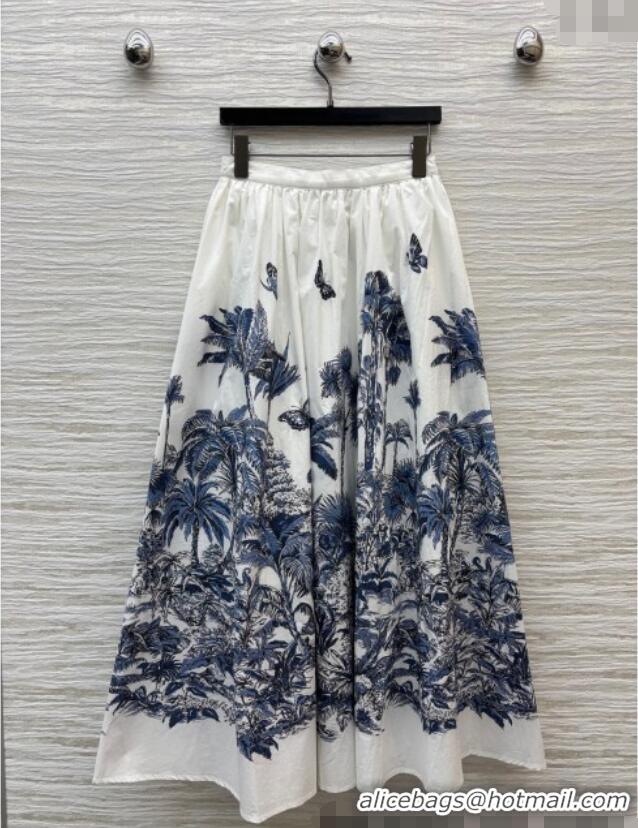 Famous Brand Dior Coconut Tree Printed A-Shaped Skirt D0515 2025