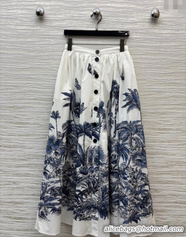Famous Brand Dior Coconut Tree Printed A-Shaped Skirt D0515 2025