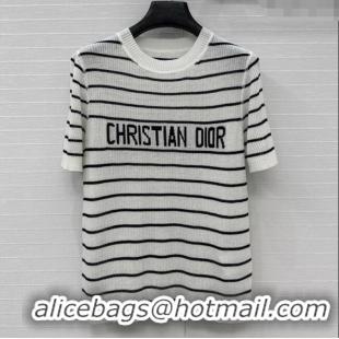 New Fashion Dior Striped Linen Knit Top 0515 White 2025