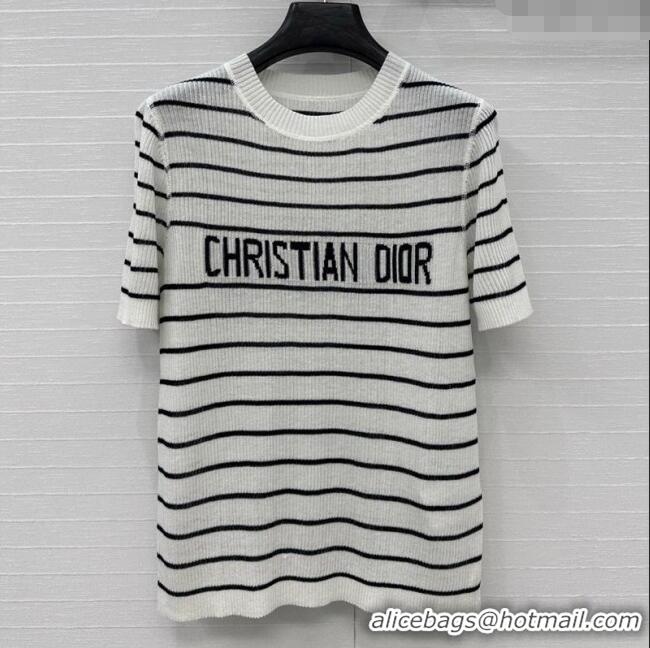 New Fashion Dior Striped Linen Knit Top 0515 White 2025
