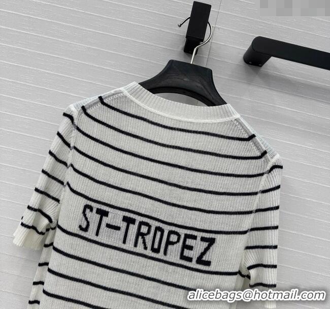 New Fashion Dior Striped Linen Knit Top 0515 White 2025