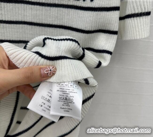 New Fashion Dior Striped Linen Knit Top 0515 White 2025