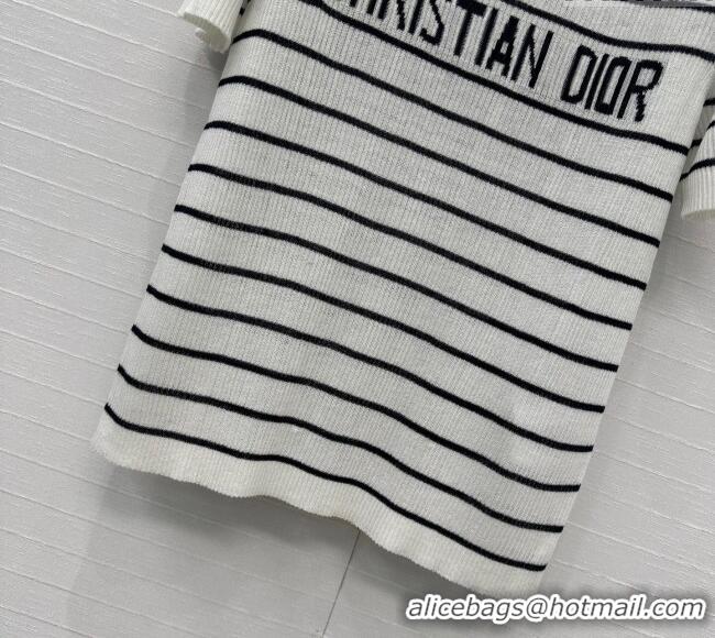 New Fashion Dior Striped Linen Knit Top 0515 White 2025