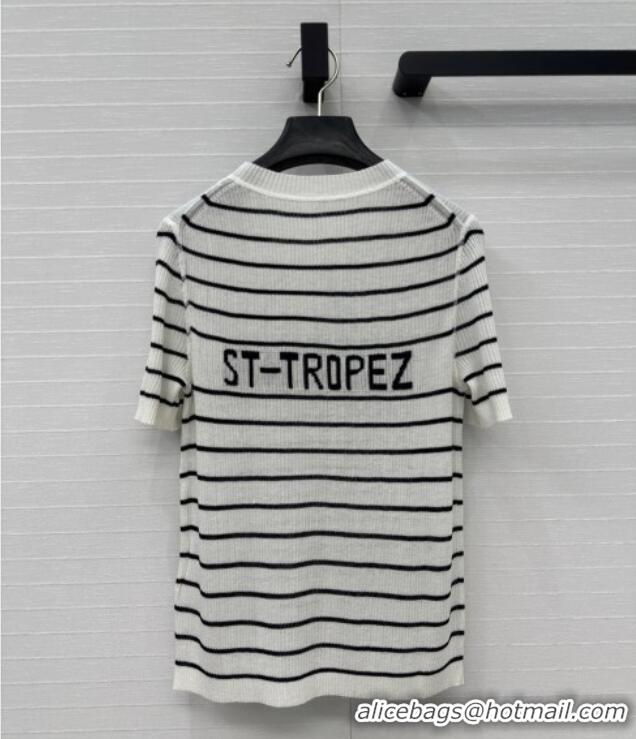 New Fashion Dior Striped Linen Knit Top 0515 White 2025