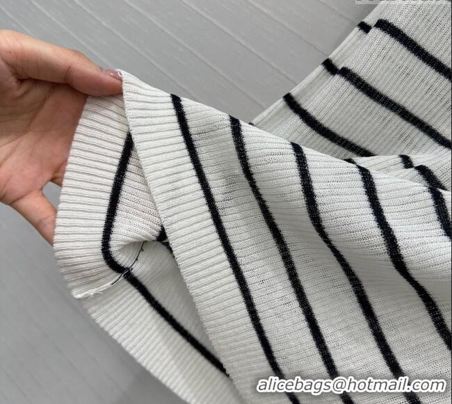 New Fashion Dior Striped Linen Knit Top 0515 White 2025