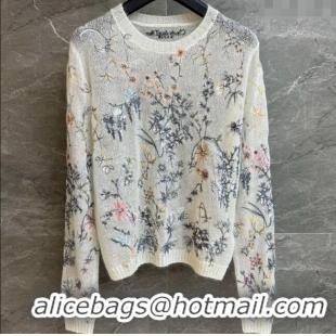 ​Super Quality Dior Embroidered Sweater 0515 White 2025
