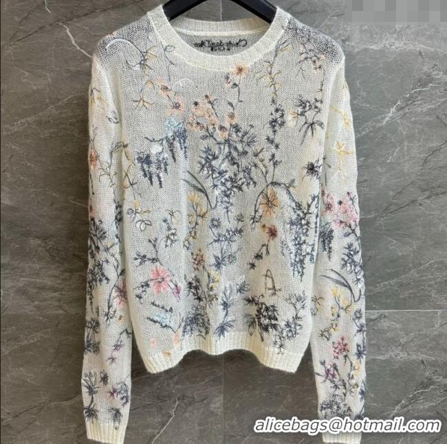 ​Super Quality Dior Embroidered Sweater 0515 White 2025