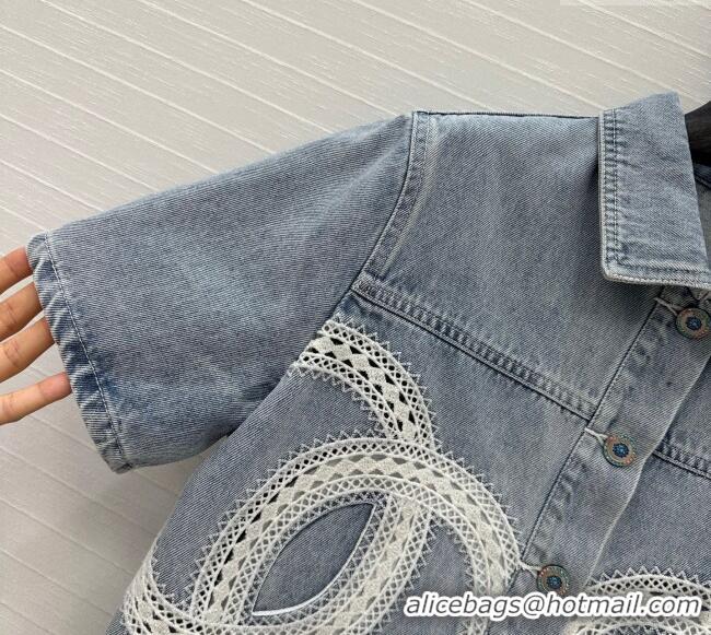 New Fashion Chanel Denim Shirt with Maxi CC 0515 Light Blue 2025