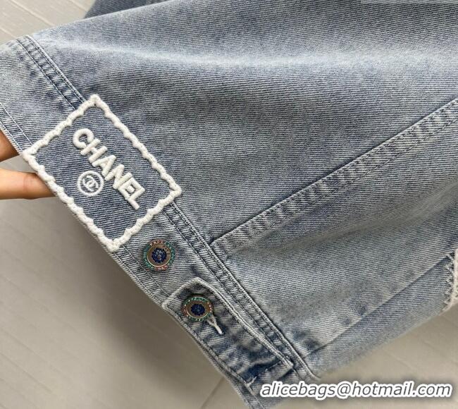 New Fashion Chanel Denim Shirt with Maxi CC 0515 Light Blue 2025