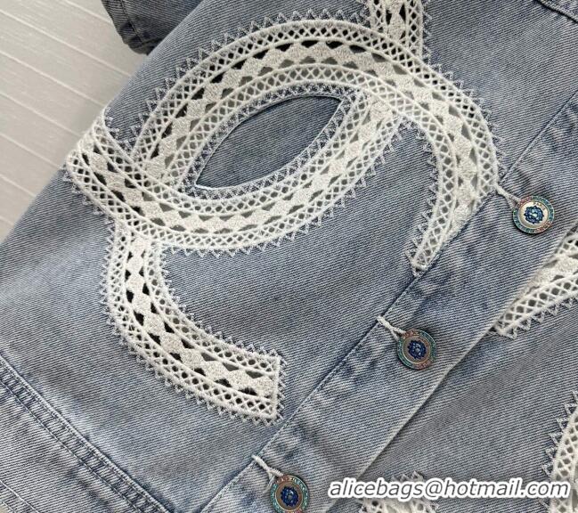 New Fashion Chanel Denim Shirt with Maxi CC 0515 Light Blue 2025