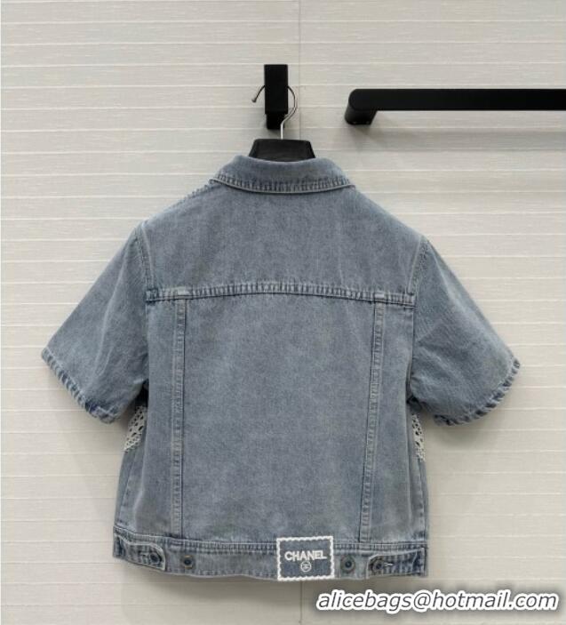New Fashion Chanel Denim Shirt with Maxi CC 0515 Light Blue 2025