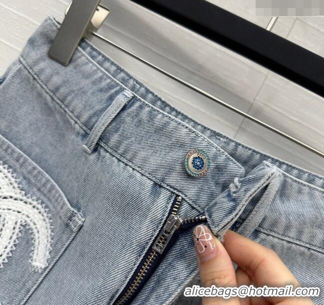 Good Taste Chanel Denim Shorts with Maxi CC 0515 Light Blue 2025