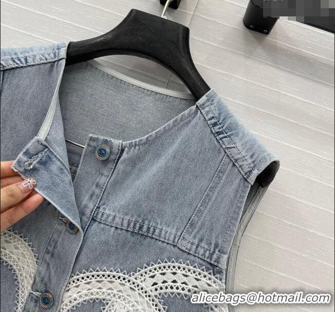 Well Crafted Chanel Denim Vest with Maxi CC 0515 Light Blue 2025
