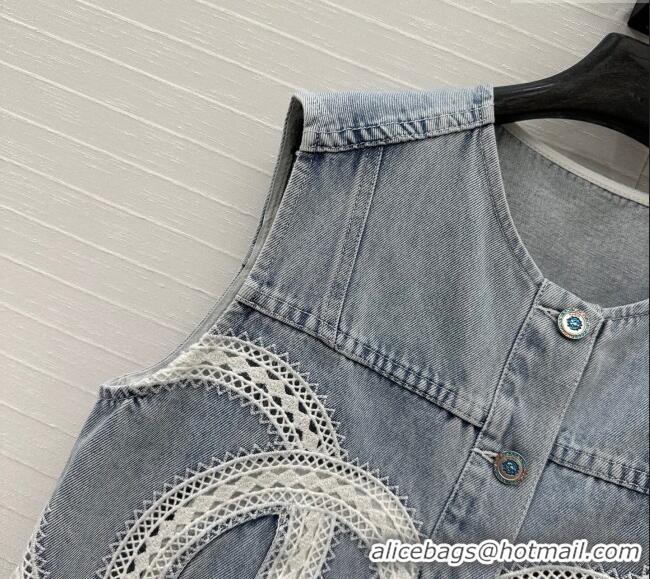 Well Crafted Chanel Denim Vest with Maxi CC 0515 Light Blue 2025