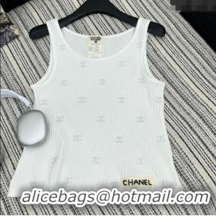 Classic Discount Chanel Vest with Strass CC 0515 White 2025