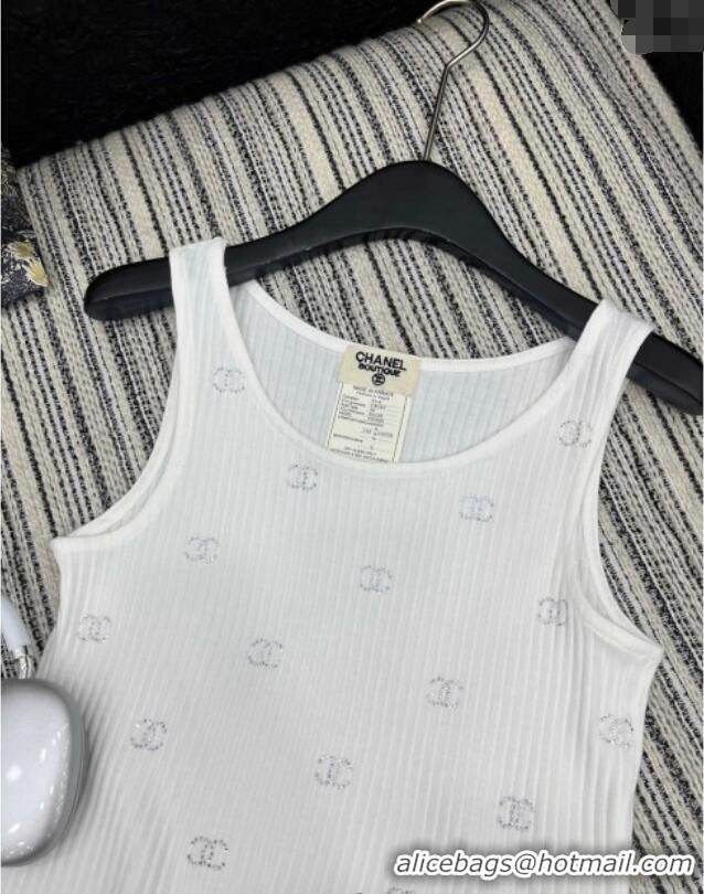 Classic Discount Chanel Vest with Strass CC 0515 White 2025