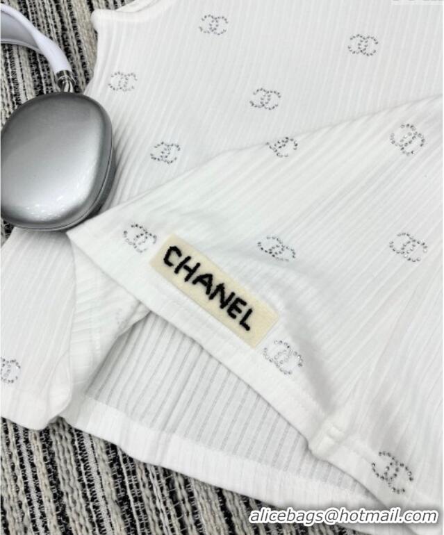 Classic Discount Chanel Vest with Strass CC 0515 White 2025