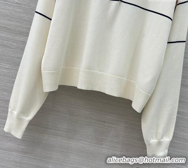 Famous Brand Celine Satin Cotton Polo Knit Shirt 0515 White 2025